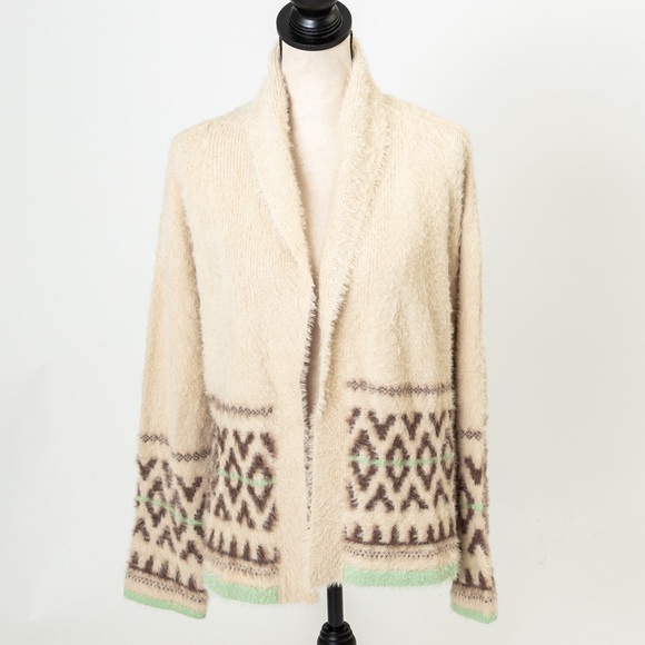 a.n.a Sweaters - Southwestern vibe soft fuzzy shawl collar open style cardigan neutral L by a.n.a